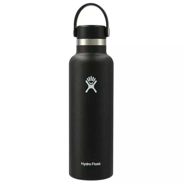 48-Hour Hydro Flask Black Standard Mouth 21 oz Bottle with Flex Cap