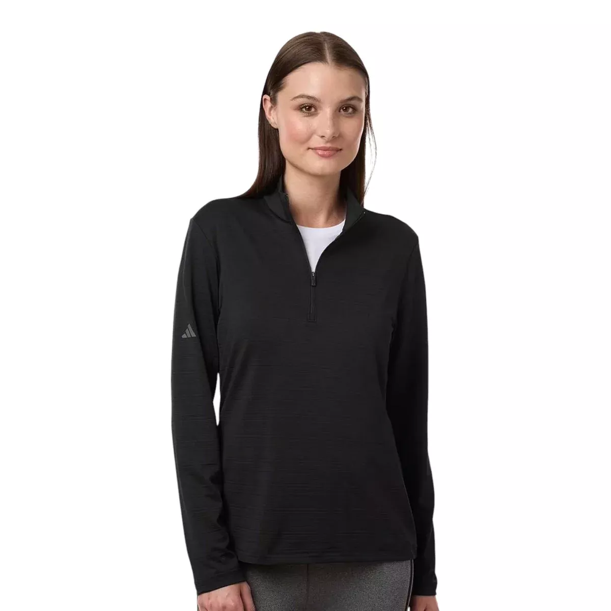 Adidas A709 Women's Textured Stripe Quarter-Zip Pullover