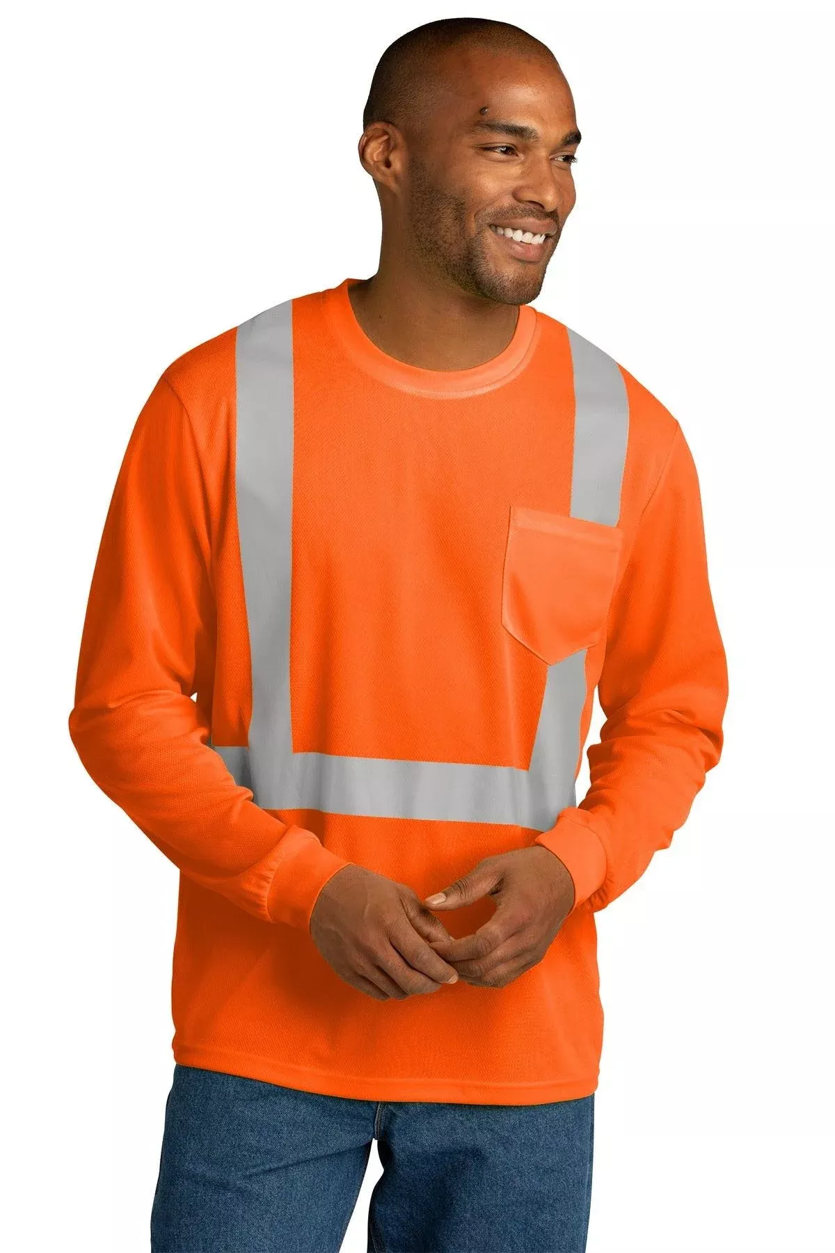 CornerStoneANSI 107 Class 2 Mesh Long Sleeve Tee. CS201 Plus Size