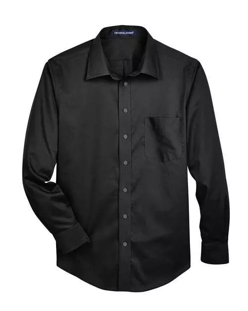 Devon & Jones Crown Collection Solid Stretch Twill Woven Dress Shirt DG530