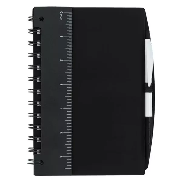 Good Value Black 5" x 7" Ruler Notebook with Flags and Stylus Pen