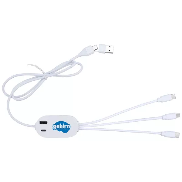 Good Value White DualLink Charging Cable 2A with USB Hub