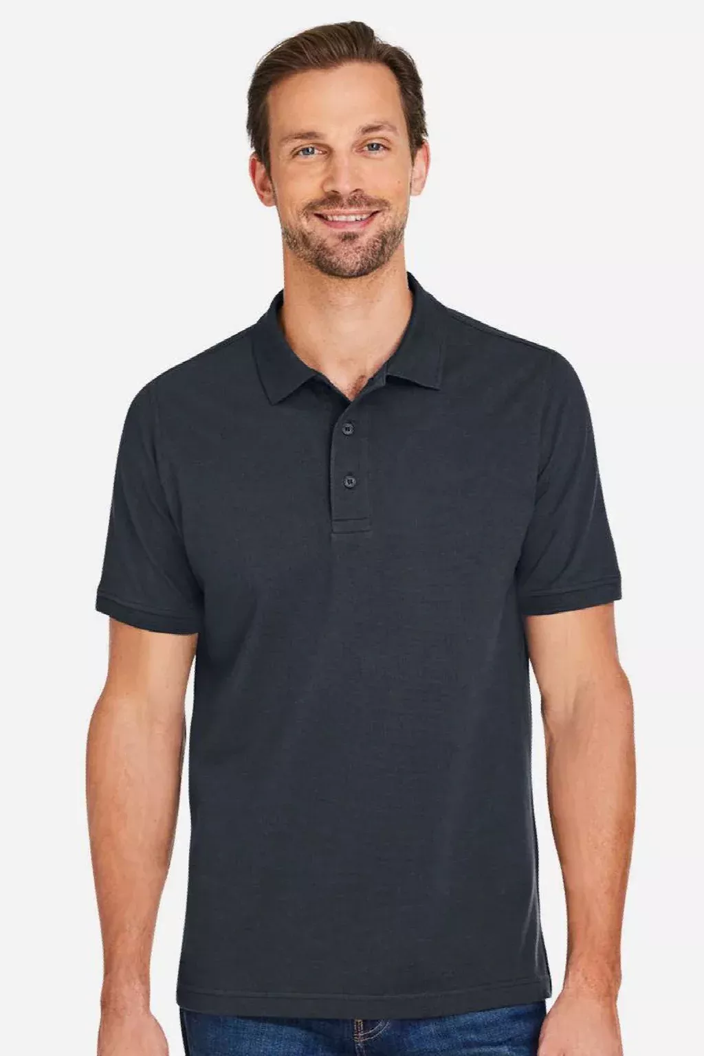 Harriton Mens Valiant Snag Resistant Short Sleeve Polo Shirt - Dark Charcoal Grey