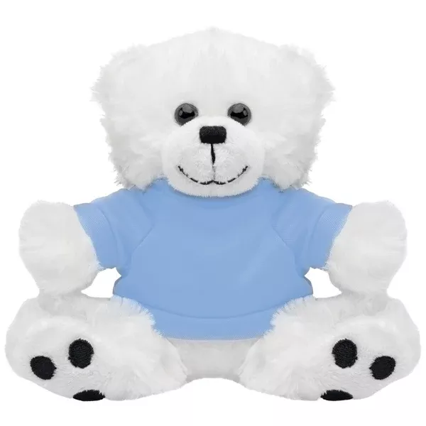 Hit 8 1/2" Big Paw White Bear with Light Blue T-Shirt