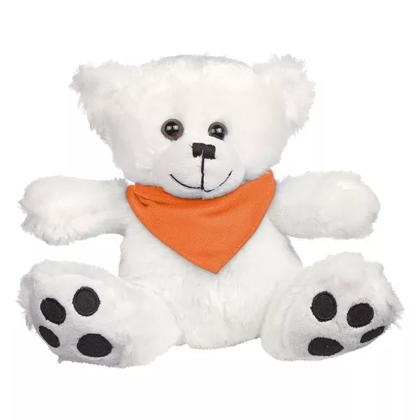 Hit 8 1/2" Big Paw White Bear with Orange Bandana