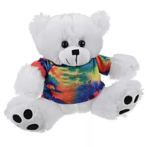 Hit 8 1/2" Big Paw White Bear with Rainbow T-Shirt