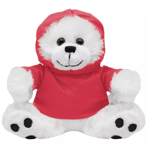Hit 8 1/2" Big Paw White Bear with Red Hoodie