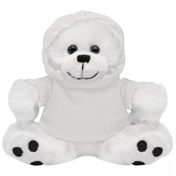 Hit 8 1/2" Big Paw White Bear with White Hoodie