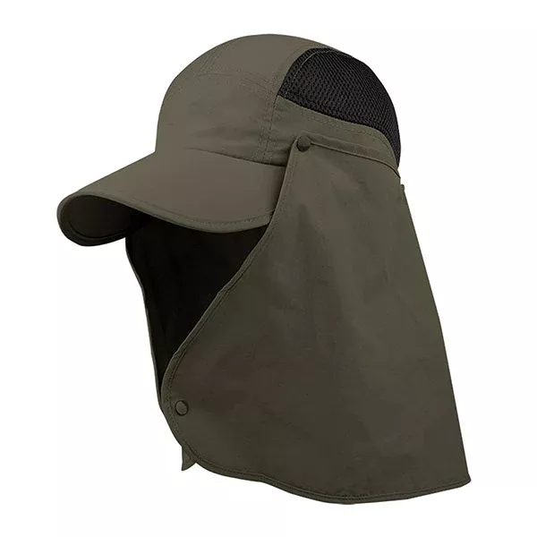 Juniper J7239B Taslon UV Cap with Attachable Neck Flap