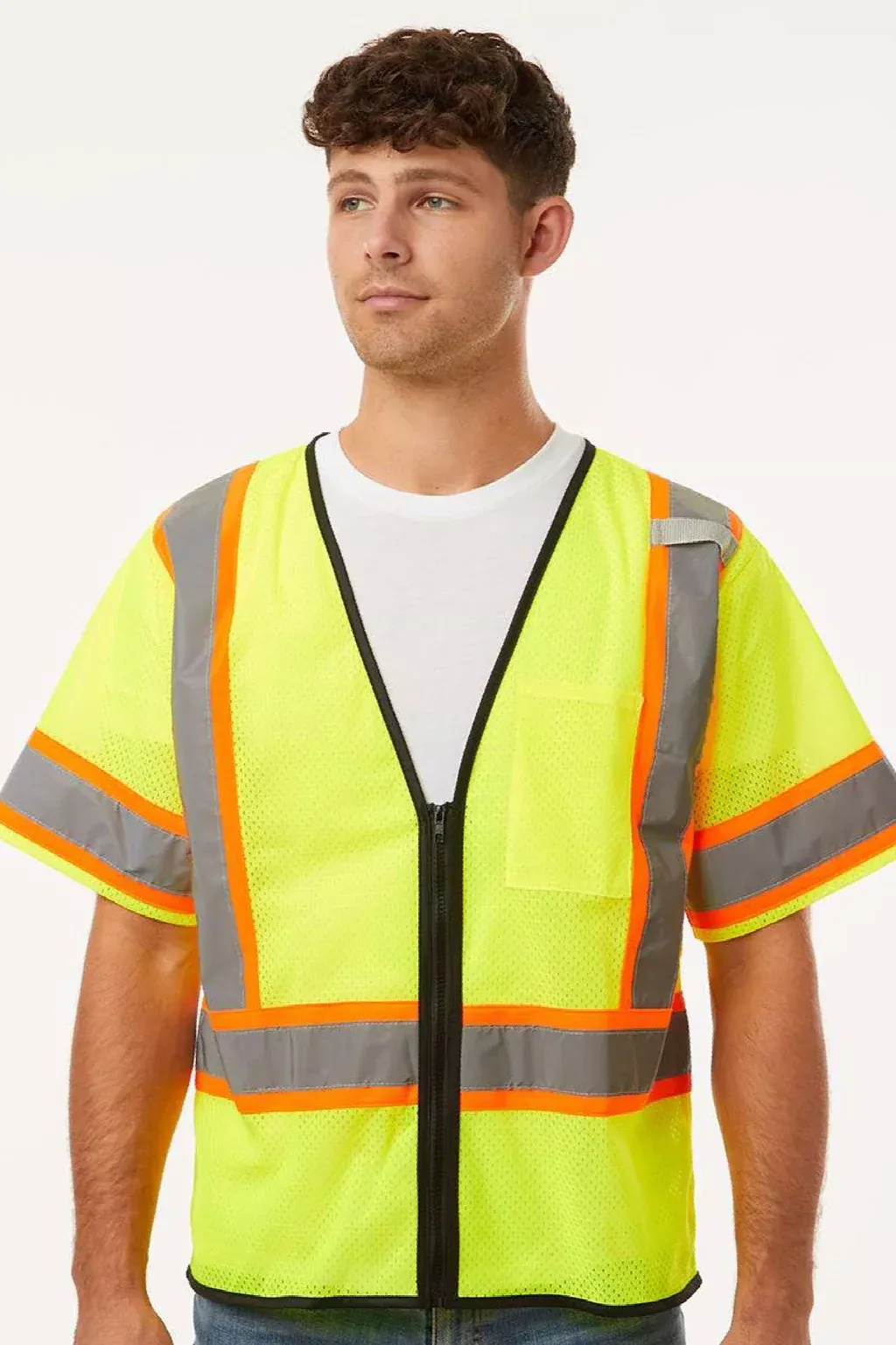 Kishigo Mens Class 3 Mesh Zippered Vest - Lime Green