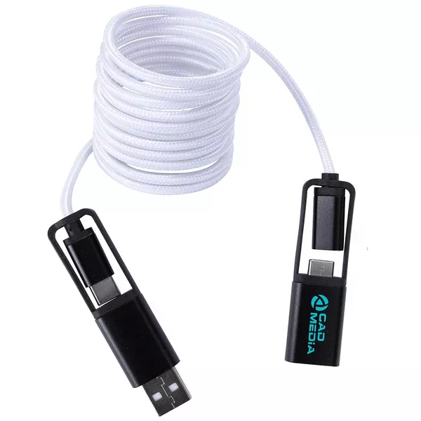 Koozie Group White All-Over Braided Long Cable Extender