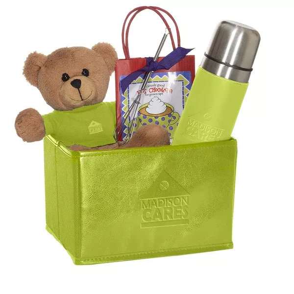 Leeman Lime-Green Tuscany Thermos, Bear and Hot Cocoa Set