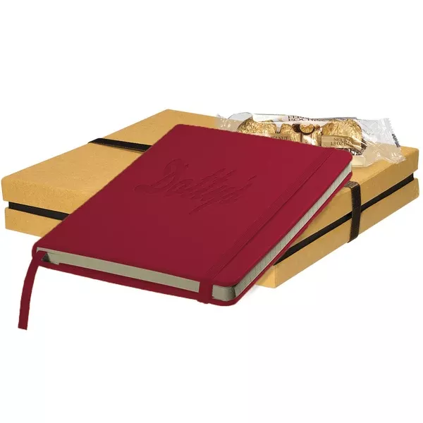Leeman Red Tuscany Journal and Ferrero Rocher Chocolates Gift Set