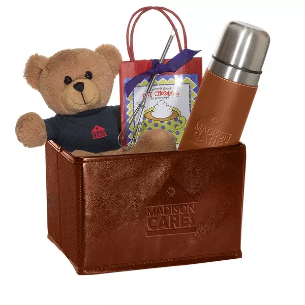 Leeman Tan Tuscany Thermos, Bear and Hot Cocoa Set