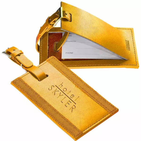 Leeman Yellow Majestic Leather Luggage Tag