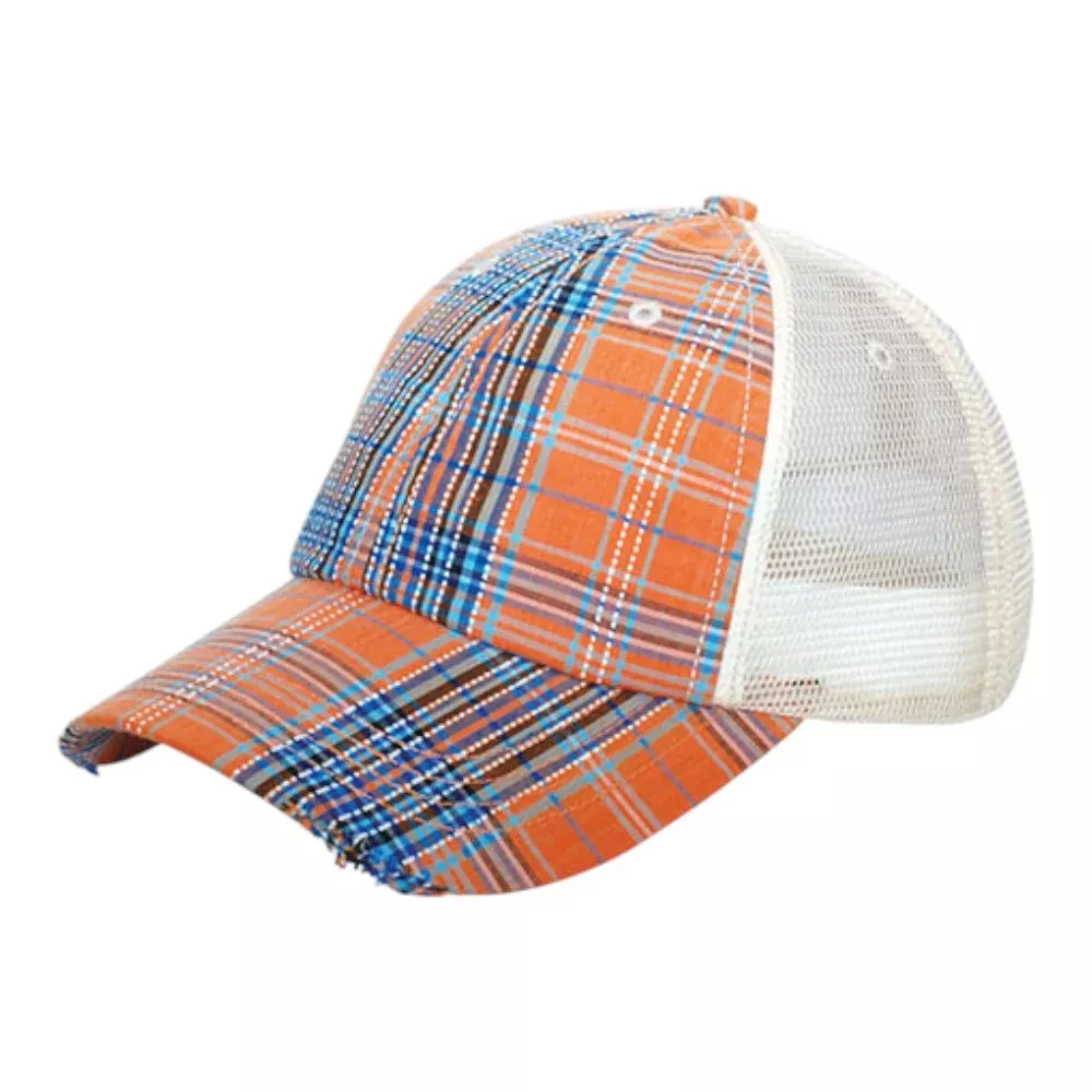Mega Cap 6853 Low Profile Plaid Mesh Hat