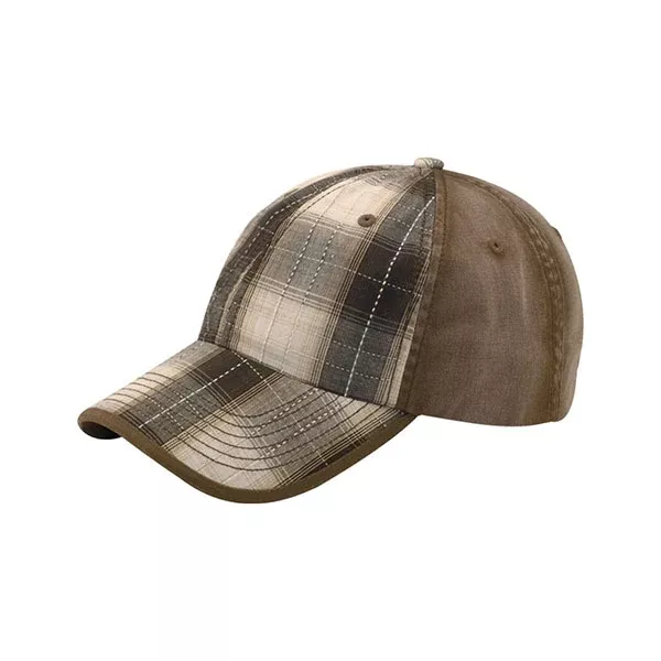 Mega Cap 6880 Low Profile Washed Plaid Cotton Twill Cap