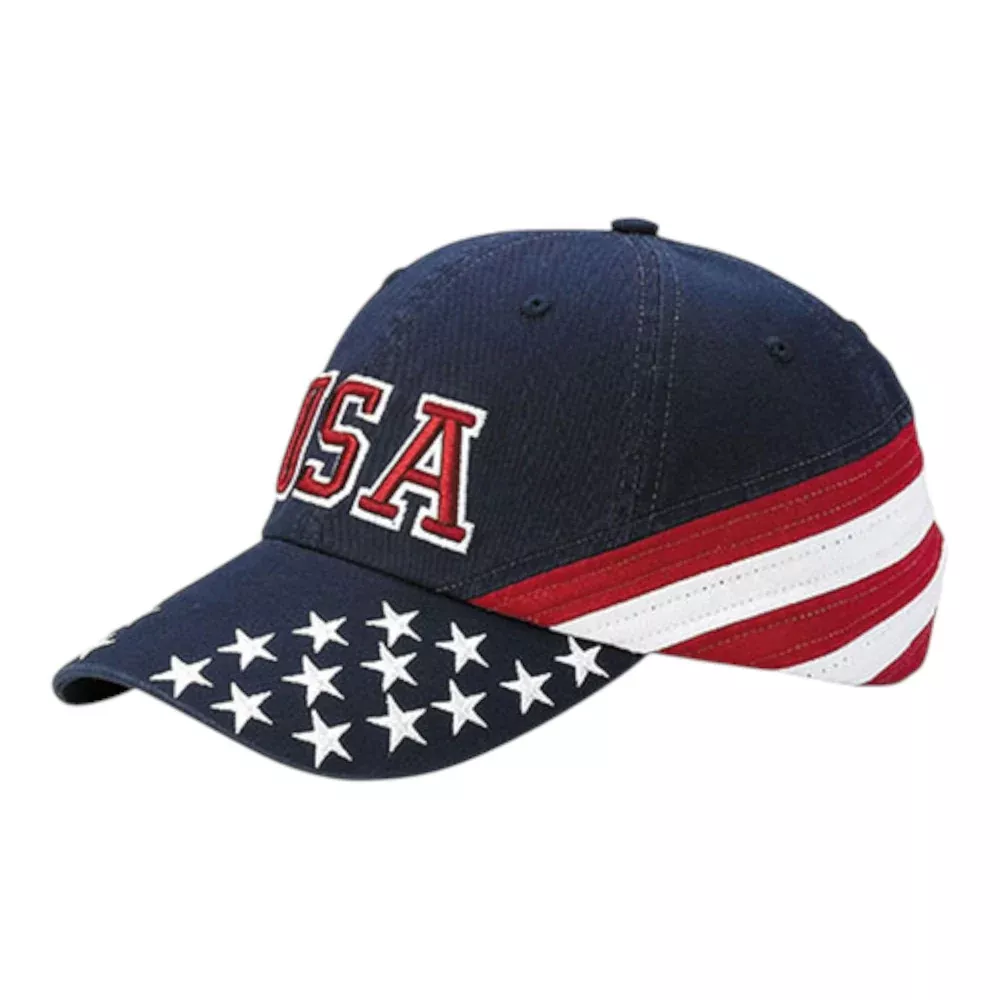 Mega Cap 7642C Low Profile Cotton Twill Washed USA Flag
