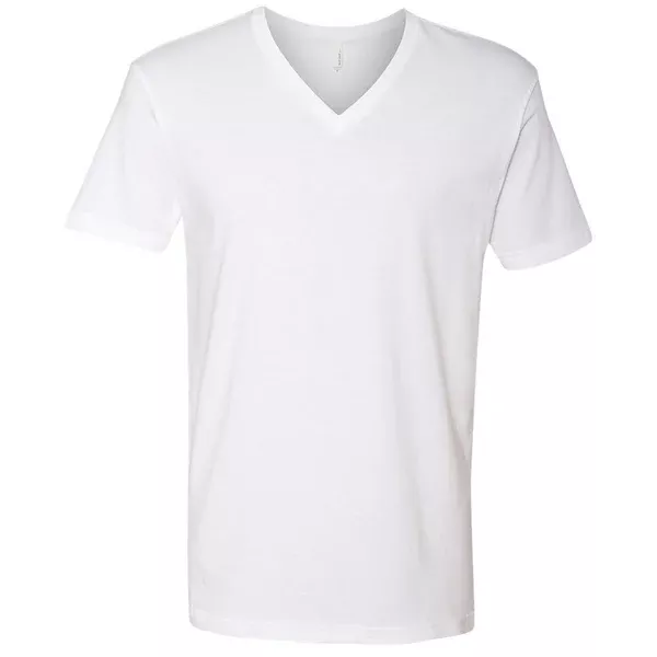 Next Level Men's White Premium Fitted Short-Sleeve V-Neck Tee