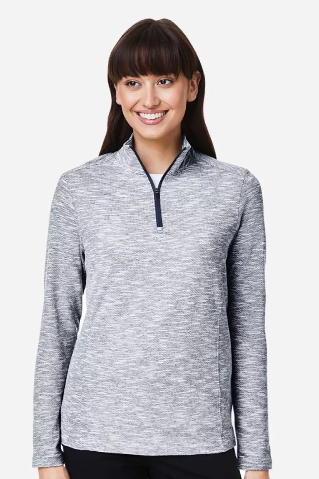 North End Womens Eclipse Jacquard Moisture Wicking 1/4 Zip Sweatshirt - Heather Black