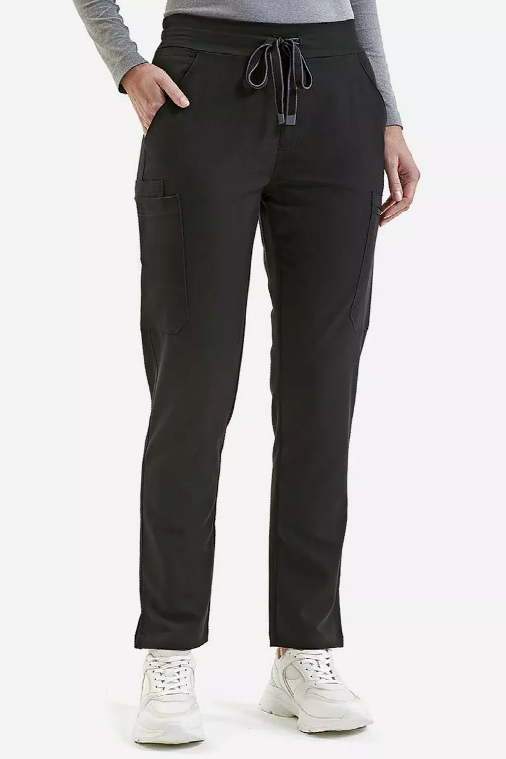 Onna Womens Relentless Stretch Cargo Scrub Pants w/ Pockets - Black