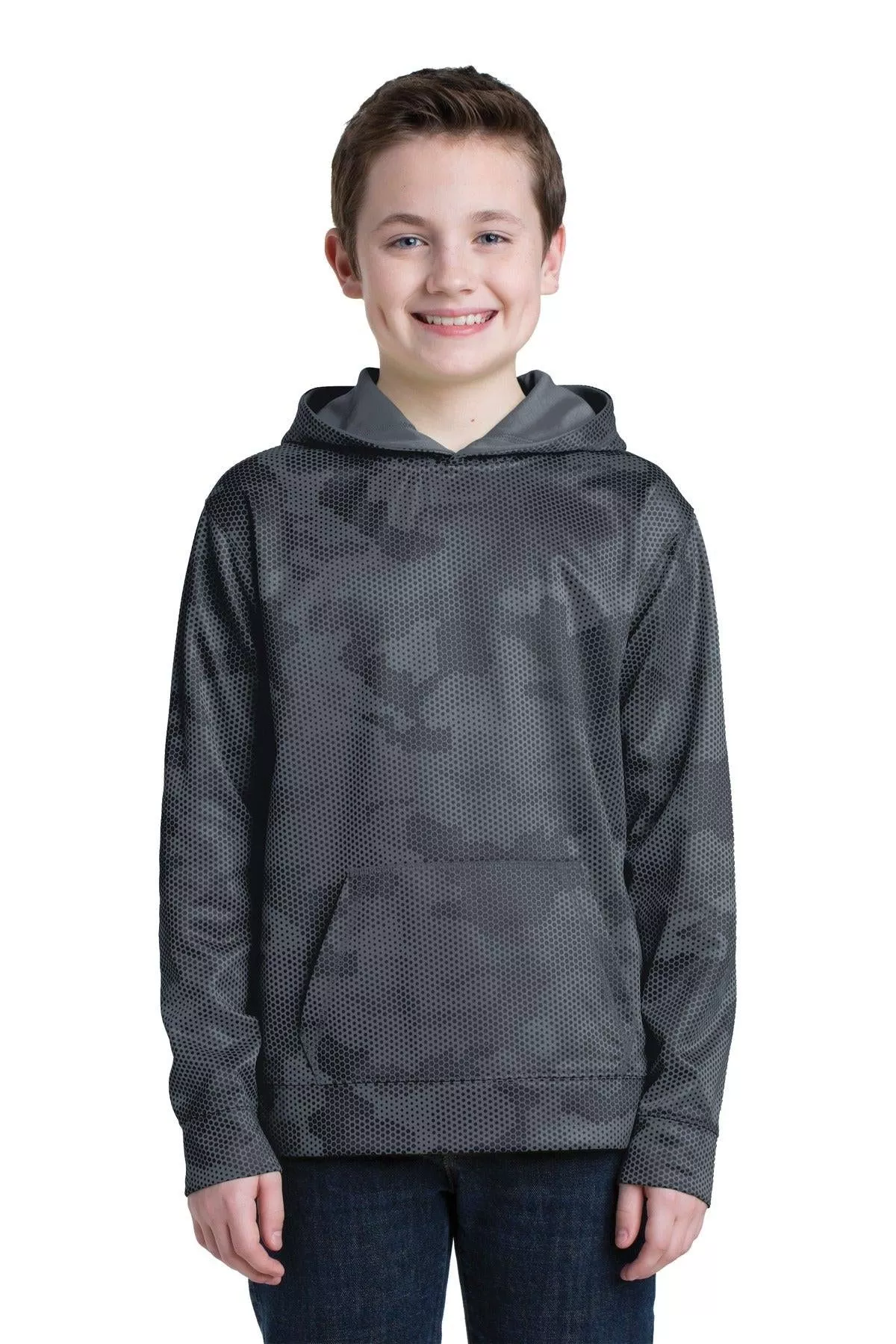 Sport-Tek Youth Sport-Wick CamoHex Fleece Hooded Pullover.YST240