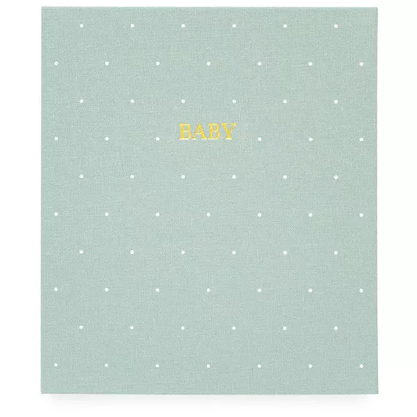 Sugar Paper Mist Green Swiss Dot Baby Book