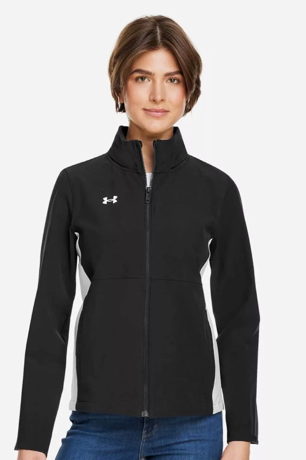 Under Armour Womens Rival Stretch Water Resistant Full Zip Jacket - Black/White